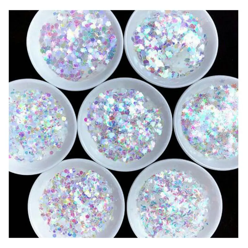 

10g DIY Ultrathin Heart Round Symphony Glitter Sequins Jewelry Stuff Size Mix AB Nail Art Flakes Star Holographic Resin Craft