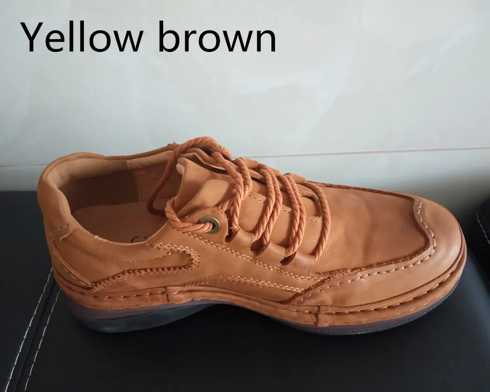 Yellow brown Мужская повседневная обувь; обувь из натуральной коровьей кожи; зимняя теплая обувь; высококачественные мужские оксфорды в классическом стиле; нескользящие кроссовки; размеры 38-46 - Цвет: Yellow brown