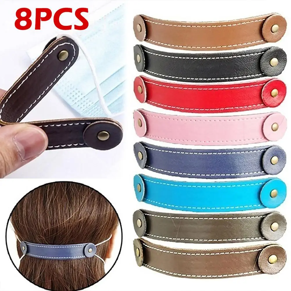 

8PCS/Set Leather Mask Hook Not Tight Earloop Mask Extension Strap Mask Lanyard Adjustable Mask Holder