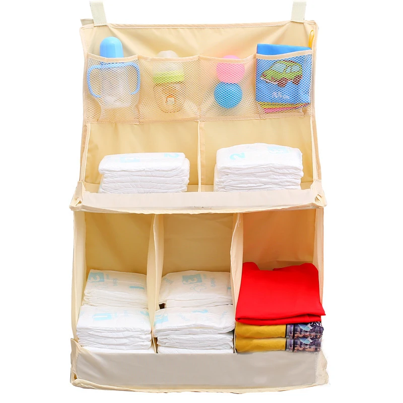 

Large Crib Hanging Bag Baby Cradle Bedside Kids Newborn Clothing Toys Bottle Storage Bags Foldable Diaper Storage Bags Organizer