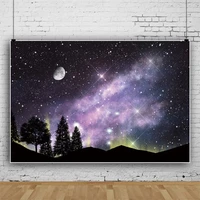 laeacco dreamy starry shiny star photographic background night view galaxy moon forest child photocall poster photo backdrops