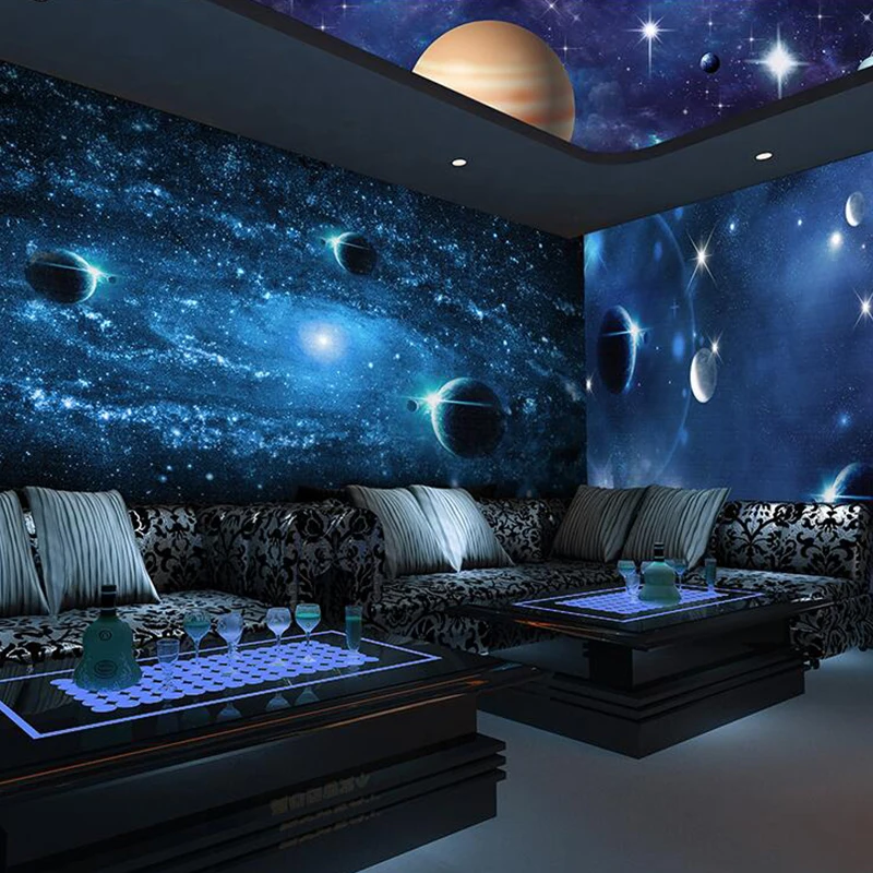 Starry sky wallpaper Galaxy dream 3D KTV decoration ceiling background wall cloth Internet cafe mural | Обустройство дома