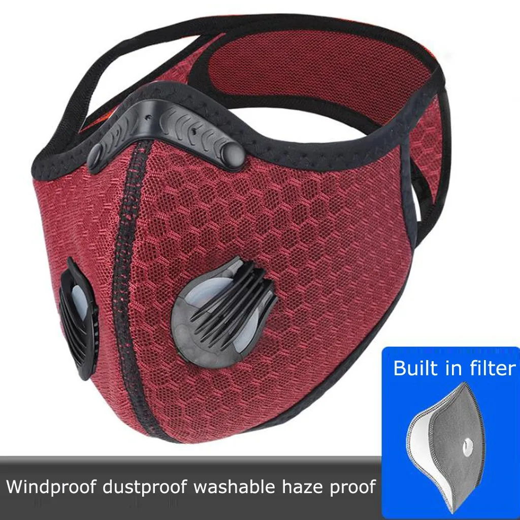 

Outdoor Black Mask Adult Resuable Washable Active Carbon Filters Dustproof Riding Motorcycling Bicycle Masks Party Decoration