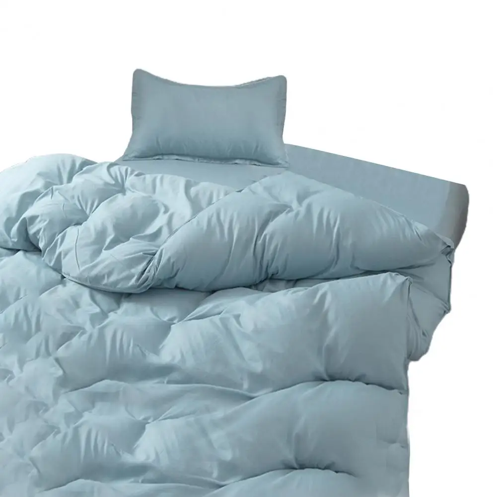 

3/4Pcs Solid Color Bedclothes Quilt Cover Bed Sheet Pillow Case Bedding Set Home Textile King Size Flat Sheets Pillowcases