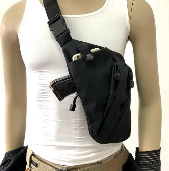 Multifunctional Tactical Storage Left Shoulder And Right Shoulder Closed Ftting Concealed Gun Bag Leather Sleeve Chest Bag
