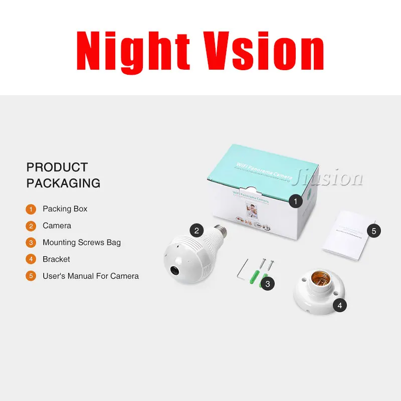 Night Vision 360 градусов Wi-Fi лампа мини-камера 960P HD CCTV Панорамное ночное видение Обнаружение движения домашнее наблюдение удаленный монитор Micro Cam - Цвет: Night Vision