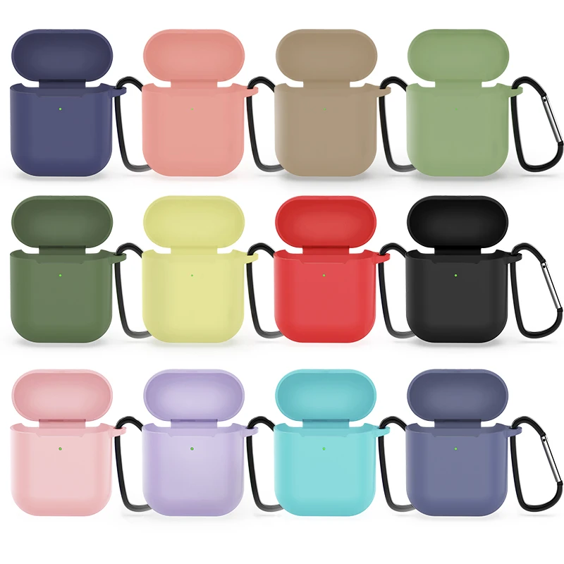 Силиконовые чехлы для беспроводных наушников мягкие Airpods 2 цветной защитный