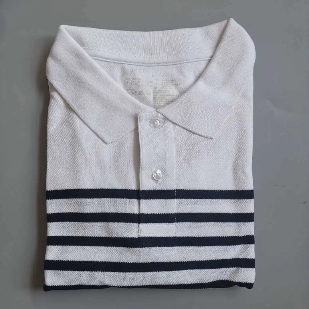 

Japanese single men's Pearl ground mesh woven stripe short sleeve polo shirt