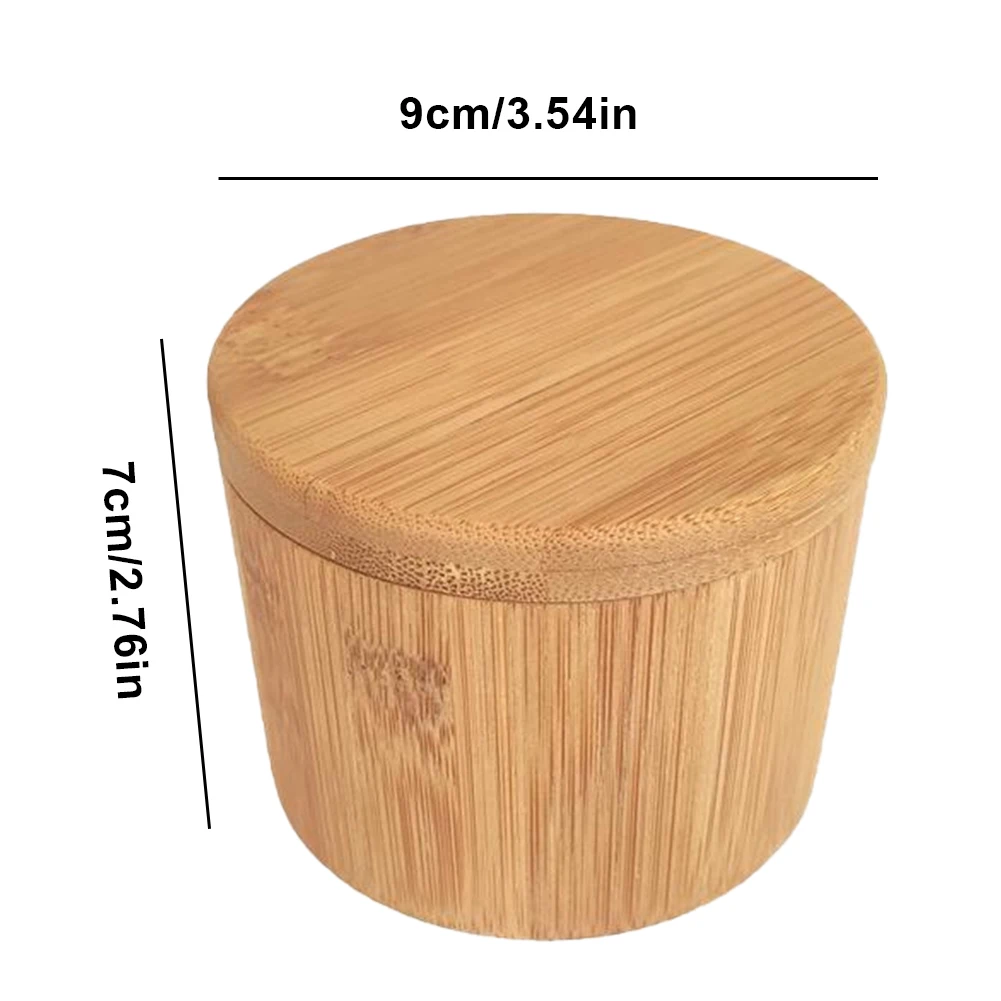 2PCS Wooden Spice Storage Box Bamboo Sugar Bowl Salt Seasoning Container With Rotating Lid Kitchen Jar | Дом и сад