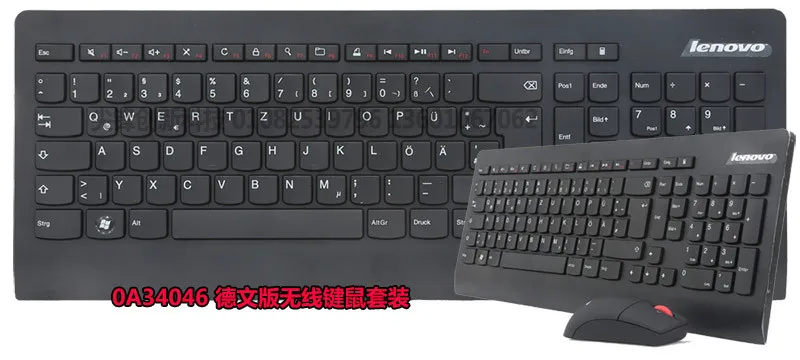 Lenovo 2,4 ГГц Беспроводная Thinkpad Combos KBRF3971 итальянская испанская Арабская французская Иврит Клавиатура+ Лазерные мыши 1600 dpi Мышь 0A34032 - Цвет: German etymons