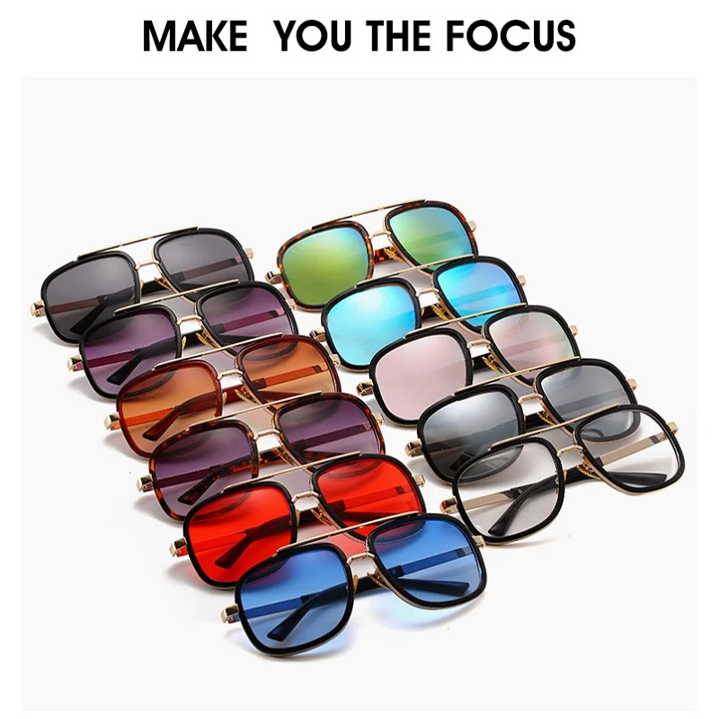 

Vintage Square Metal Frame Sunglasses Men Women Fashion Trendy Brand Designer Mirror Sunglasses Wholesale UV400