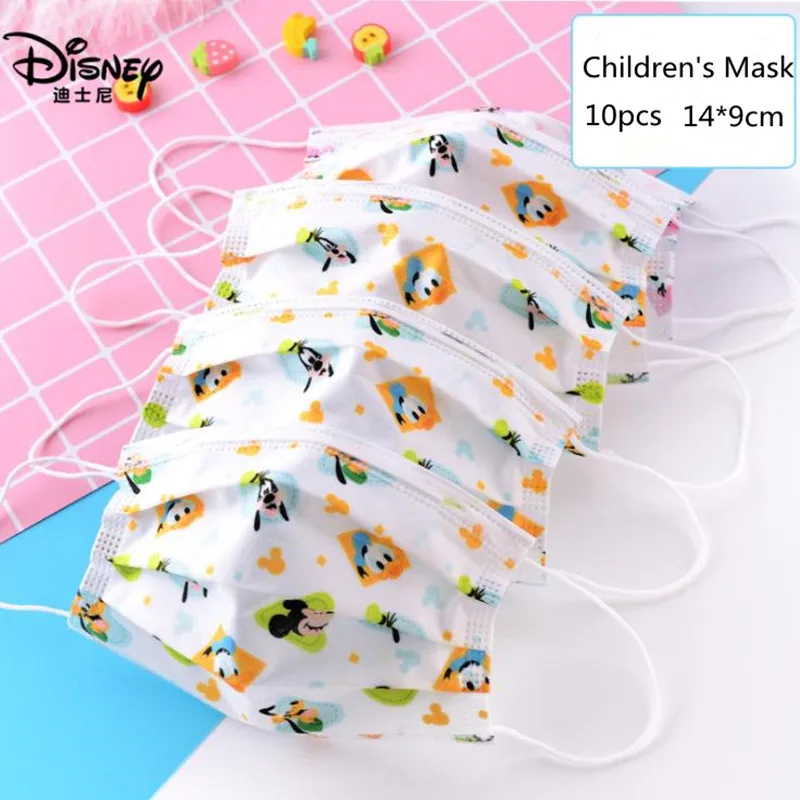 

Disney Mickey 10pcs Children's Mask Disposable Protective Face Woven Filter Breathable Dustproof Frozen elsa Patterns Face Mask