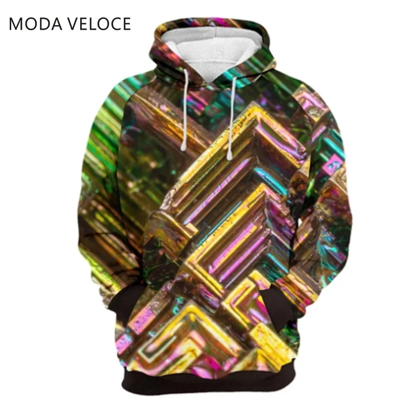 MODAVELOCE минеральный висмут камень Толстовка полиэстер с шерстью 3d печатных Кофты