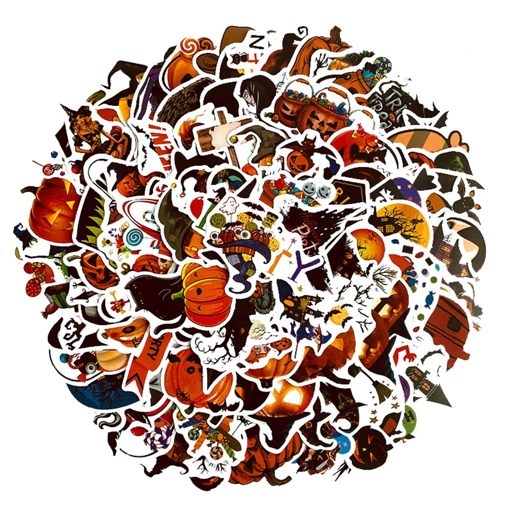 

10/30/50 шт./Хэллоуин, Череп, тыква, забавная наклейка, детский самодельный чемодан, блокнот, гитара, граффити, аппликация, наклейка, оптовая прод...