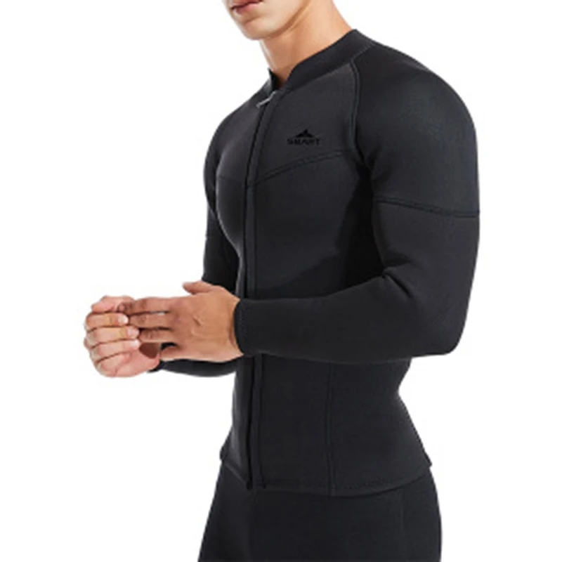 

Newly 3mm Men Wetsuit Top Long Sleeves Corrosion-resistant Top Warm Zipper Snorkeling Diving Coat m99