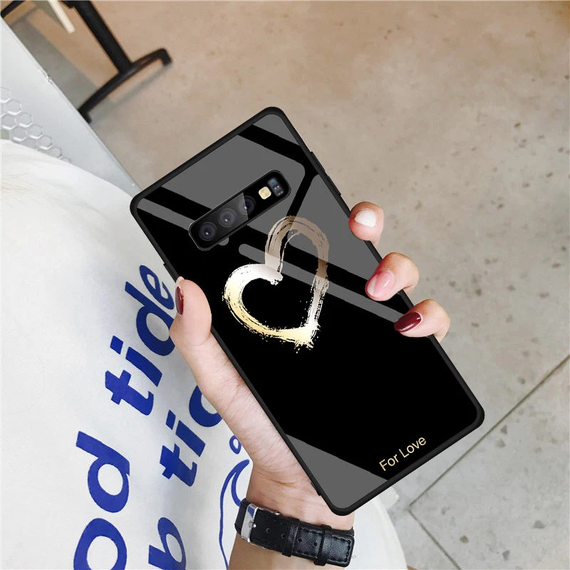 Чехол из закаленного стекла для Samsung Galaxy S10 S9 S8 S20 Plus S10e Ultra A51 A50 A71 A70 FE S21