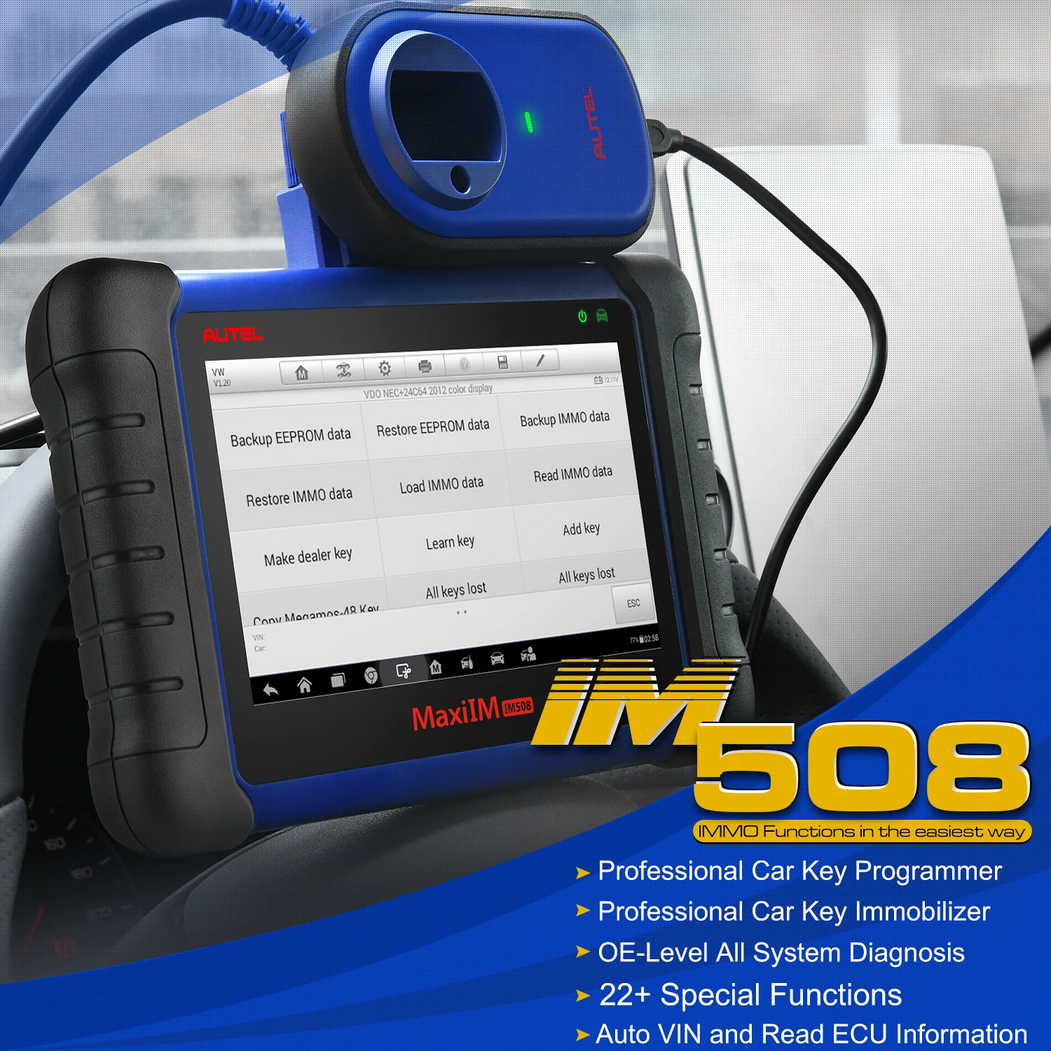 Автомобильный диагностический инструмент Autel MaxiIM IM508 OBD2 программирование ключей