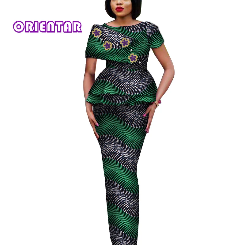 Топы и юбки африканская одежда для женщин элегантный женский комплект с длинной