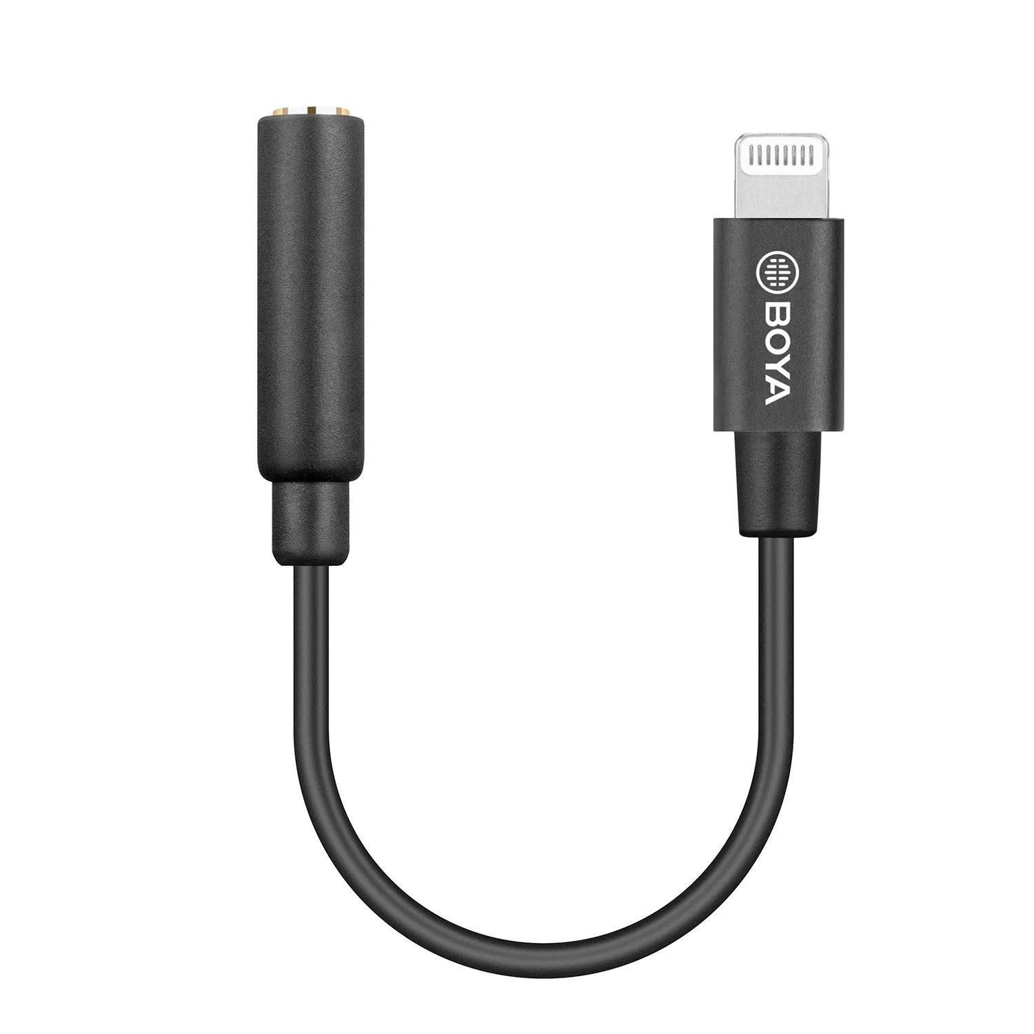 BOYA BY-K3 6cm Audio Adapter Cable 3.5mm TRRS Female to Apple MFi Certified Lightning for iPhone iPad iPod touch iOS devices