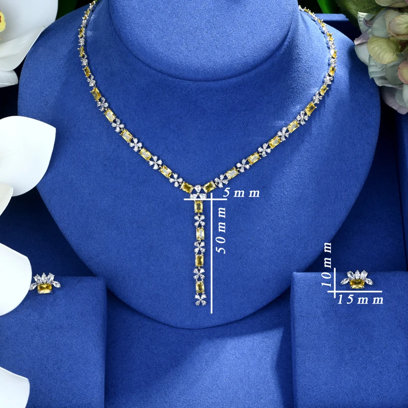 Женский комплект из колье и серёг с фианитом | Украшения аксессуары