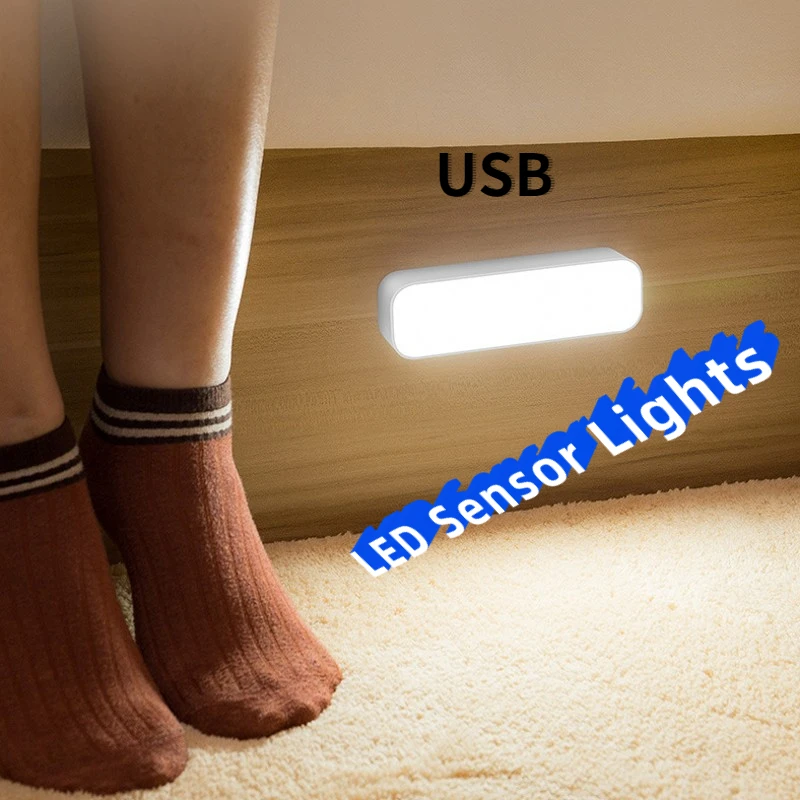 

Светодиодный сенсорный светильник, освещение для шкафа с зарядкой от USB, с голосовым управлением, ночсветильник для коридора, лестницы, спал...