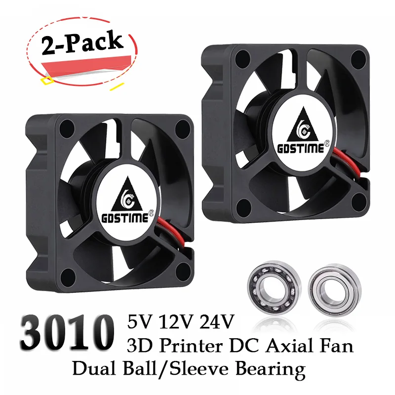 2PCS Gdstime Dual Ball Bearing DC 24V 12V 5V 3cm 30mm 30x30x10mm 3010 Brushless Mini Cooler Cooling Fan