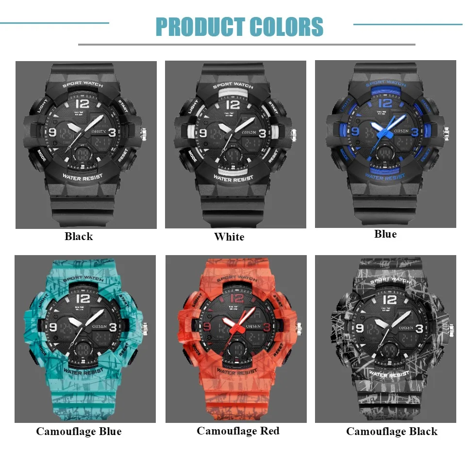 Новые модные кварцевые цифровые часы OHSEN мужские светодиодные аналоговые