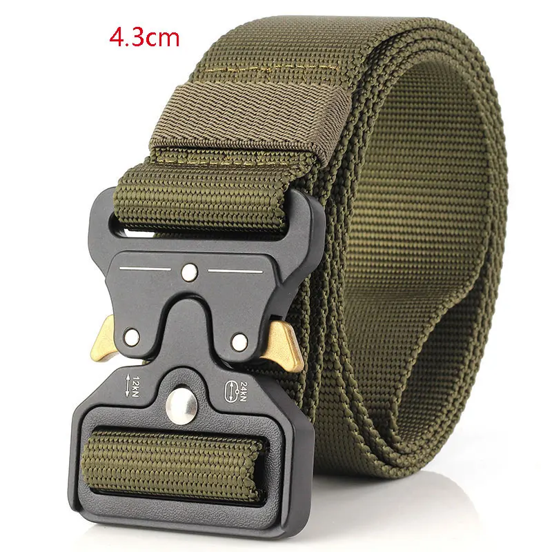 army green4.3 Тактический ремень нейлоновый военный поясной ремень с металлической пряжкой сверхмощный тренировочный поясной ремень Охотничьи аксессуары 125 см 135 см регулируемый - Цвет: army green4.3