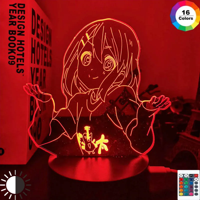 Акриловый светодиодный ночник в стиле аниме K ON Yui Hirasawa, декоративная настольная лампа для спальни, ночсветильник с 3d рисунком манги, подарок на день рождения - изображение