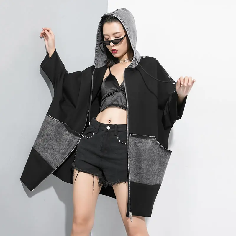 XITAO Tide лоскутный джинсовый Карманный Тренч персональное украшение блестки с