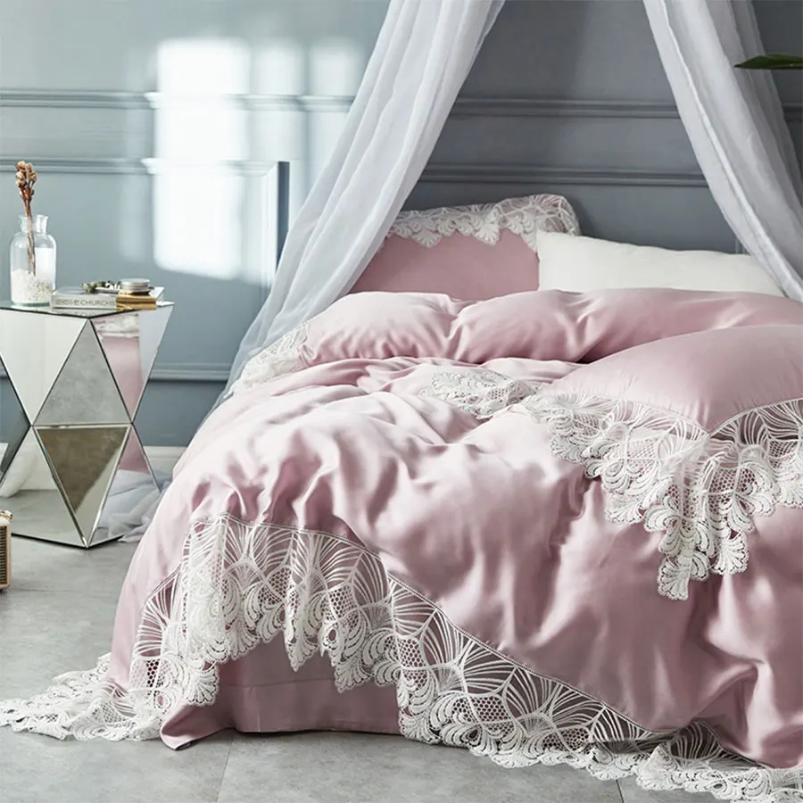 

Romantic elegant fairyfair solid white bedding set,full queen king french lace home textile bed sheet pillow case duvet cover