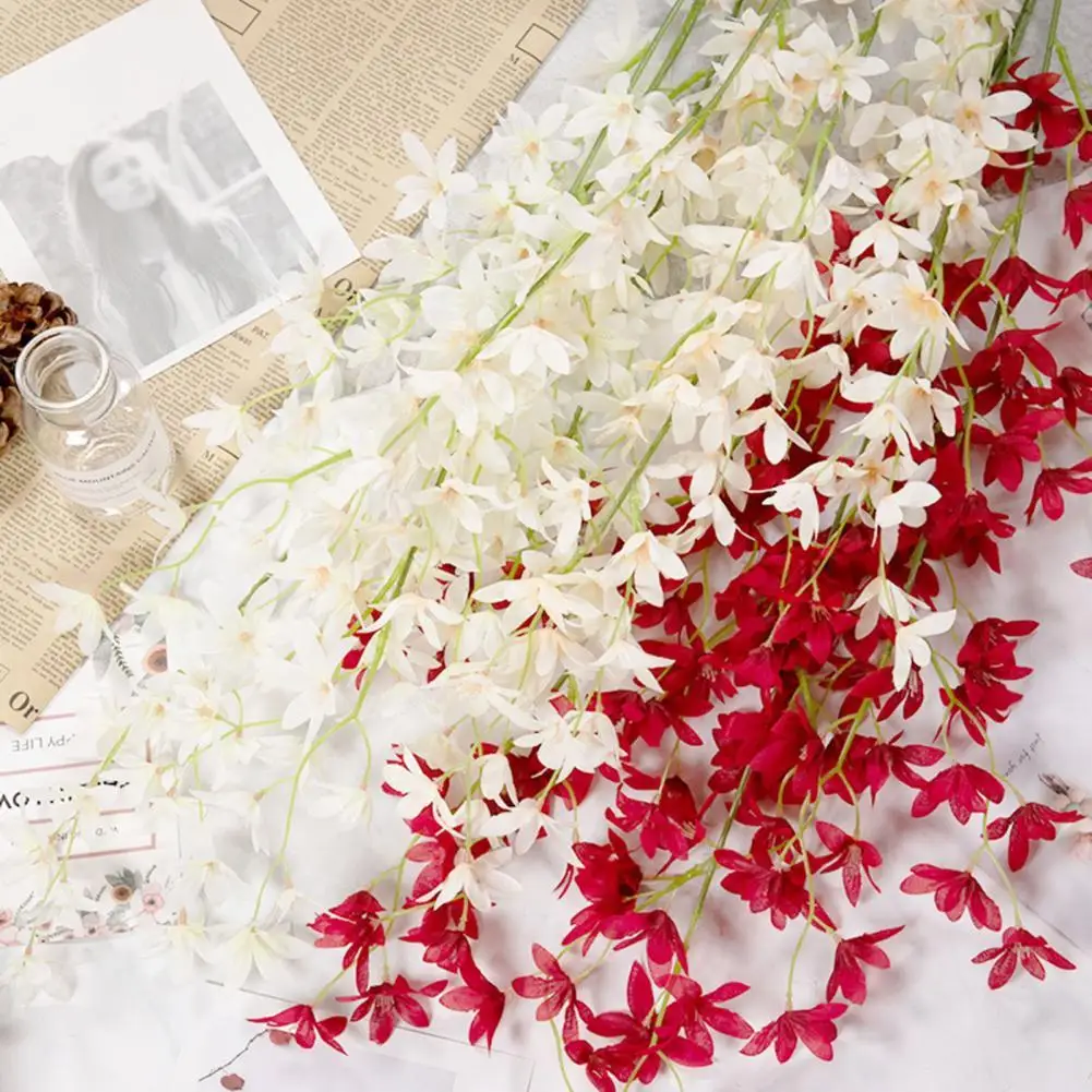 

50% HOTBeautiful Artificial Flower Exquisite Faux Silk Flower Wide Application Visual Effect Simulation Oncidium for Home