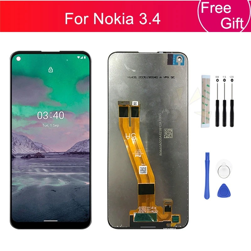 Pantalla LCD para Nokia 3,4, montaje de digitalizador con pantalla t&aacute;ctil con marco para Nokia 3,4, piezas de repuesto de pantalla de 6,39"-0