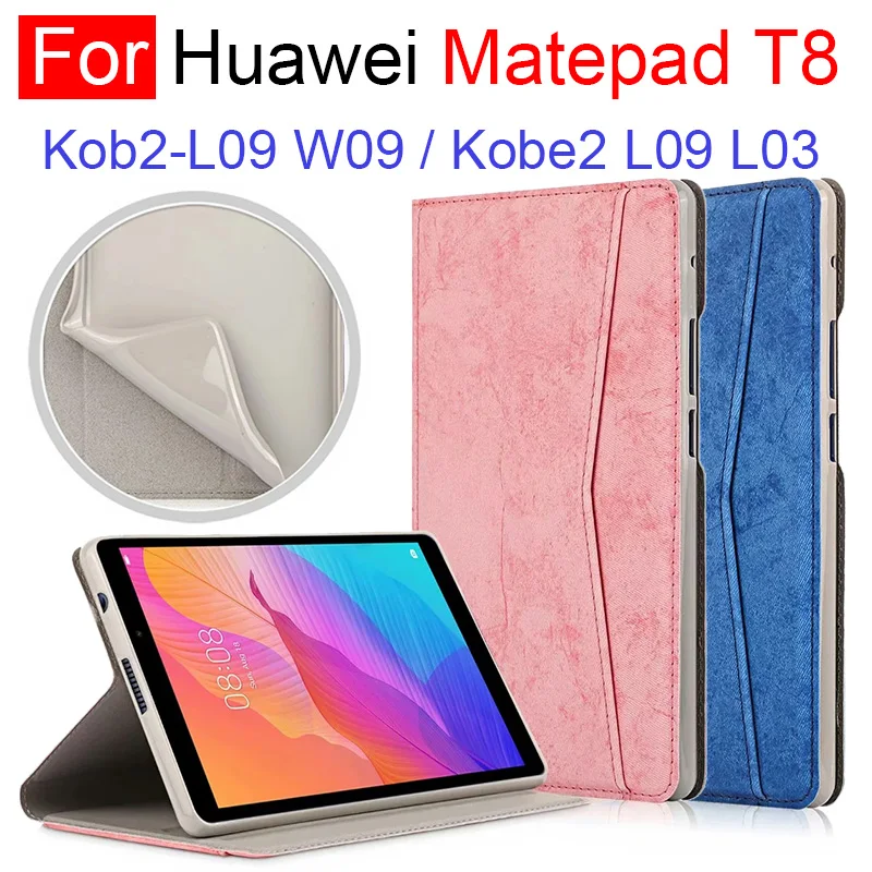 

For Huawei Matepad T8 Premium Leather Stand Folio Cover Case With Pocket