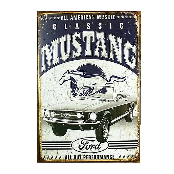 

Vintage Tin Signs Classic Mustang Pin-up Metal Decor Wall Art Garage Hot Shop Bar Signs 20*30cm Color:blue