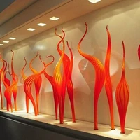 hot sale hand blown glass reed floor lamp orange murano glass sculpture 100 mouth blown glass sculpture for party garden