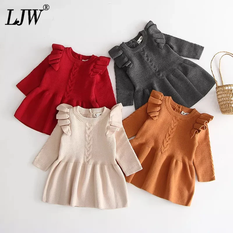 Baby girl outfit New Autumn Winter dress for Girls Wool Knitted Sweater infant Dresses Kids Clothes Vestidos | Детская одежда и