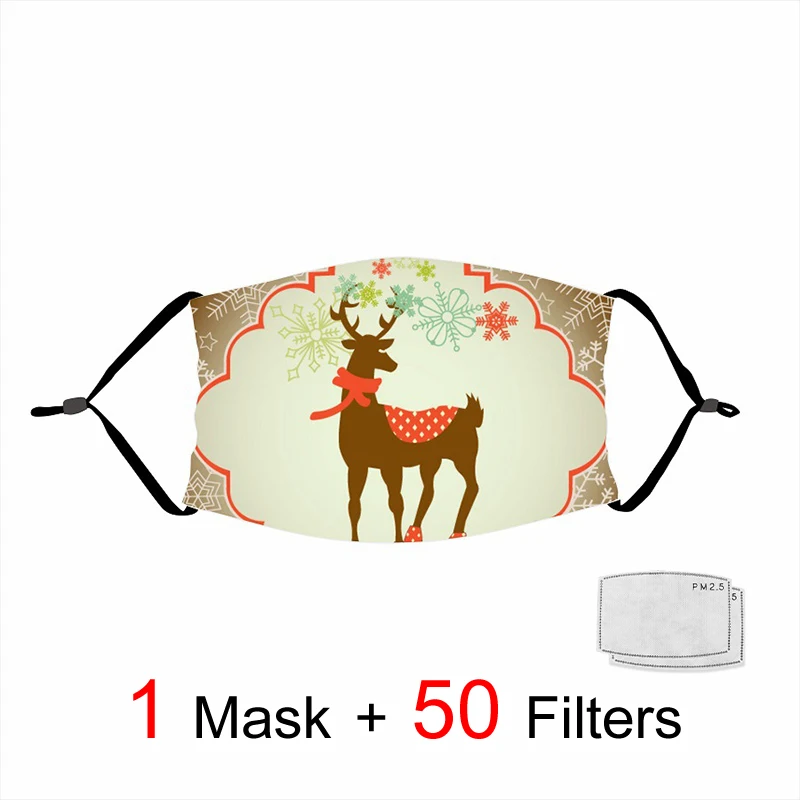 

Christmas Masks Cotton Print Reusable Face Cover Facemasks For Children Washable Breathable Festive Party Supplies