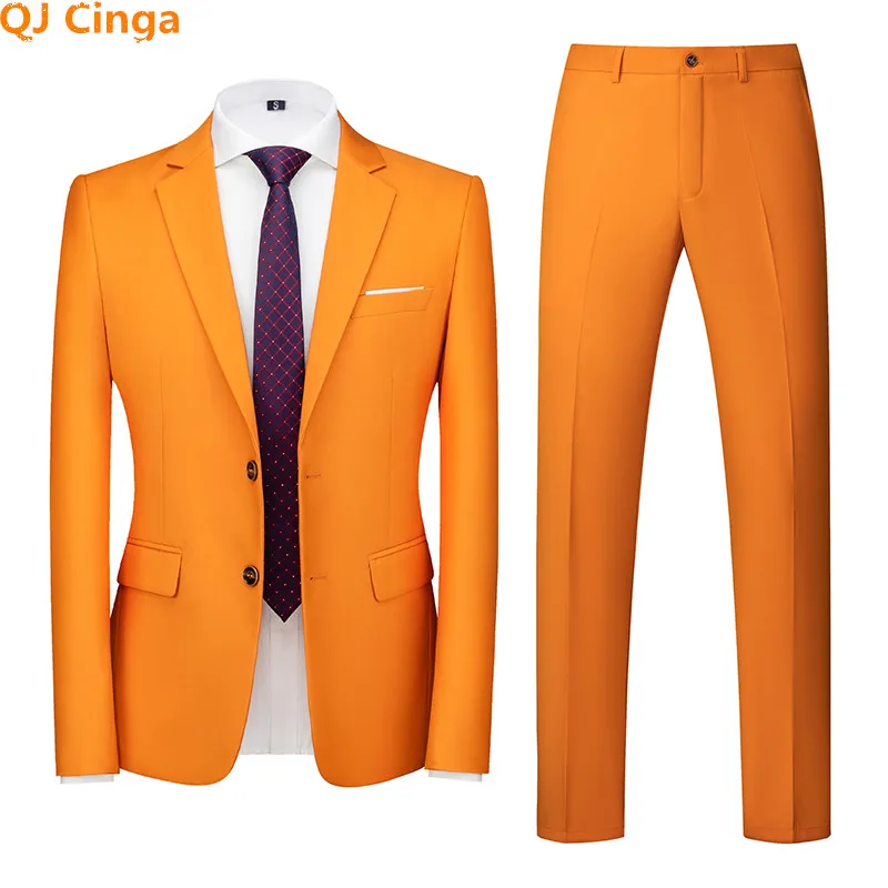 

17 Color Formal Men's Two-Piece Set Tuxedo Large Size Men Suit Blazer Jacket Coat and Pants Business Office Costume Homme S-6XL