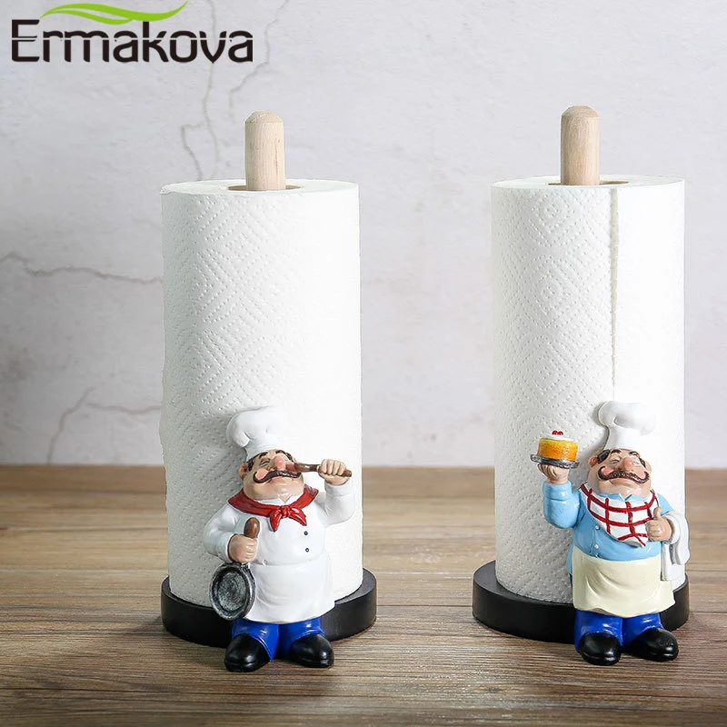 ERMAKOVA смолы шеф-повар двухслойный бумажный держатель для полотенец статуэтки