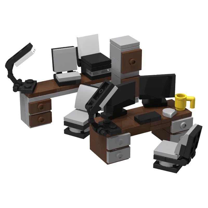 

Computer Table Office Scene Workbench Mini MOC Friends Brick City moc building blocks Action Figure Childrens Toys Brinquedos