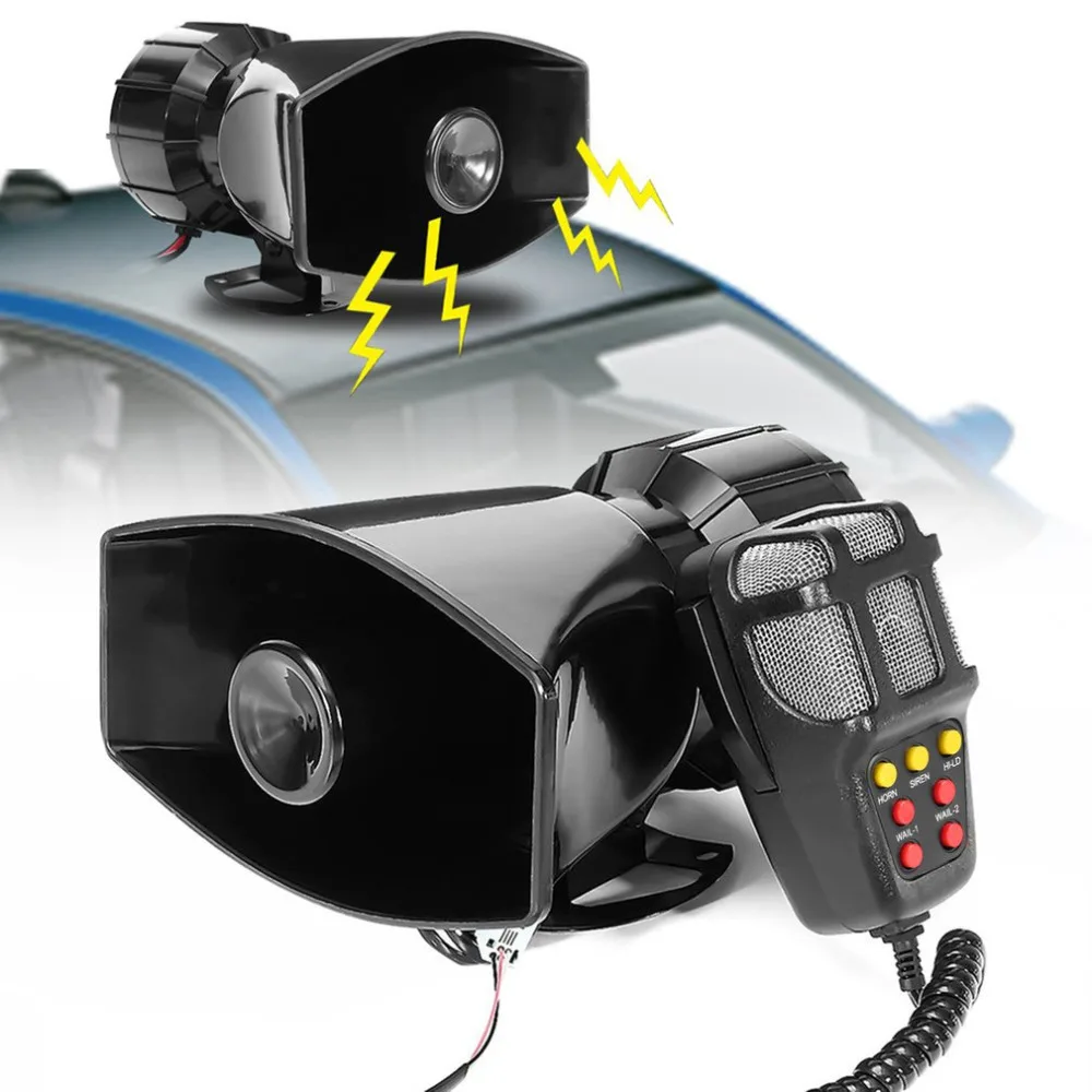 100W Car Siren Horn Durable 12V Vehicle Warning Alarm 120db Sound Loud Speaker Portable Motorcycle Siren Horn