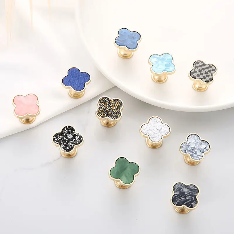 four leaf clover furniture handles single hole cabinet knobs bathroom kitchen wall hanging hook furniture knob drawer pulls free global shipping