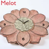 high end creative chinese style personality lotus wall clock modern minimalist living room bedroom decoration mute wall clock
