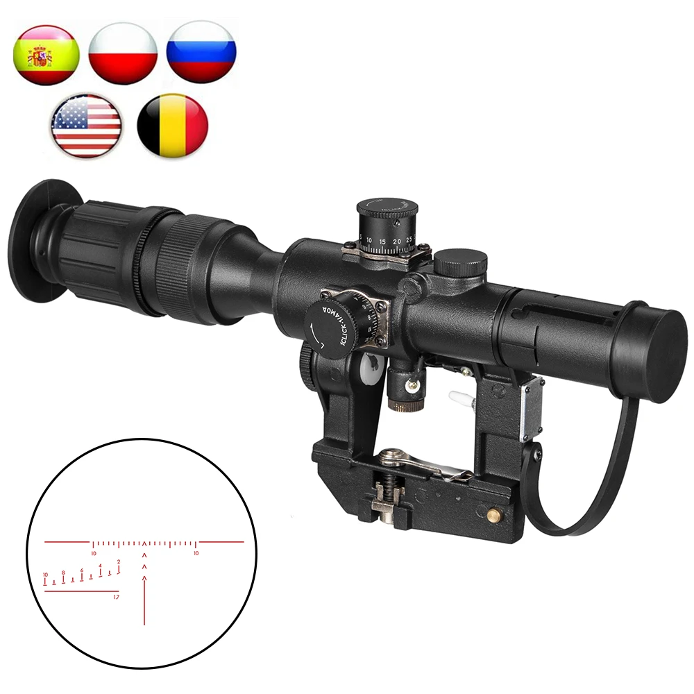 Тактический прицел Svd Dragunov 4x26 с красной подсветкой для охотничьей винтовки