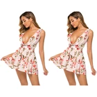 Модный женский пляжный летний праздничный комбинезон без рукавов с V-образным вырезом и цветочным принтом, сексуальный женский комбинезон