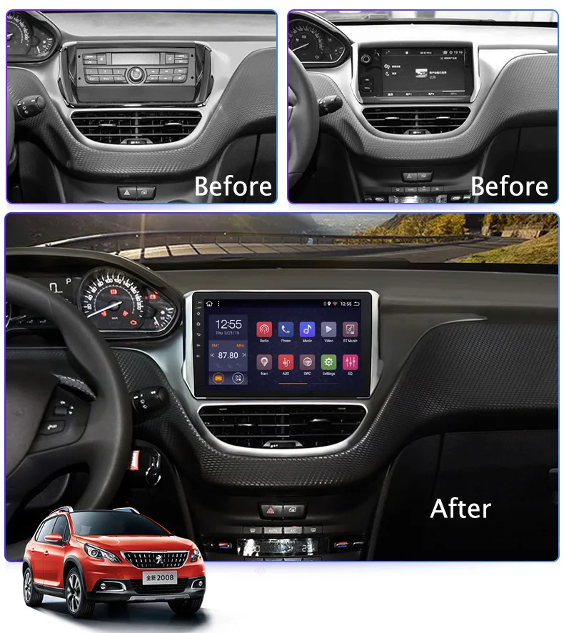 10 1 дюймовый IPS + 2.5D Android 8 2 32G автомобильный DVD GPS навигатор для Peugeot 2008 208 серия 2014 2015