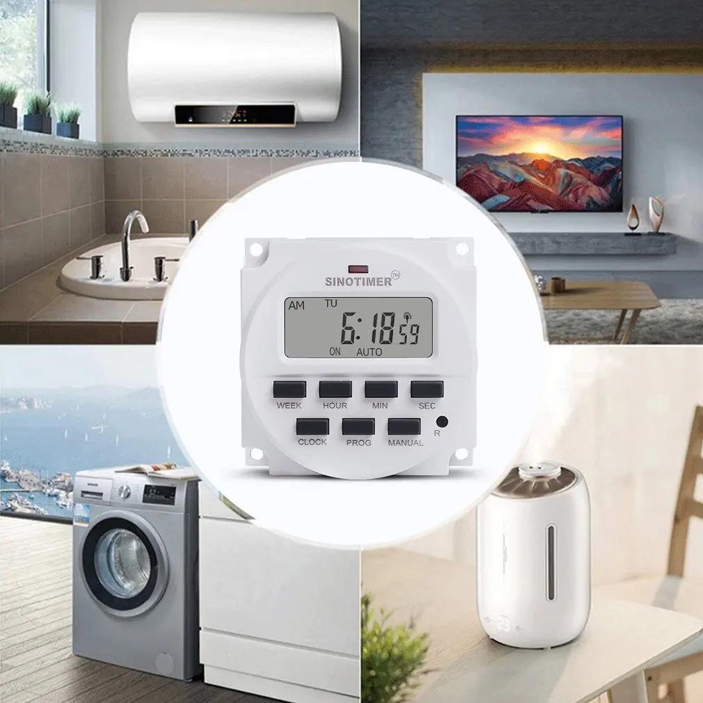 

SINOTIMER TM618sH Interval Power Supply 7 Days Weekly Programmable Digital Electronic Lighting Daily Timer Switch