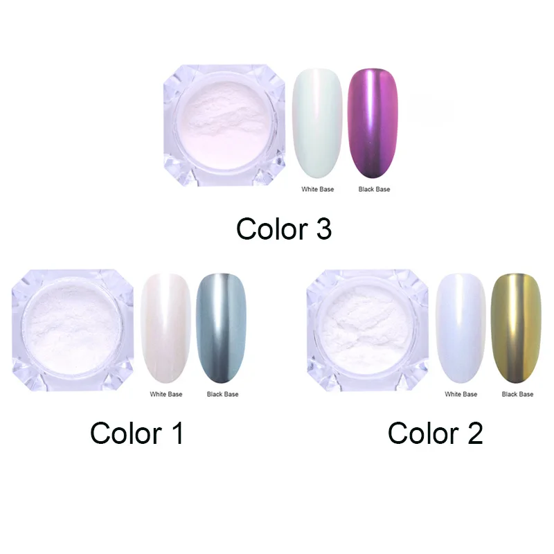 3pcs-Set 1 Яркие Блестки для ногтей порошок пыль хром пигмент пыль ослепительный салон микро Голографический лазерный порошок для DIY украшения для ногтей - Цвет: 3pcs-Set 1