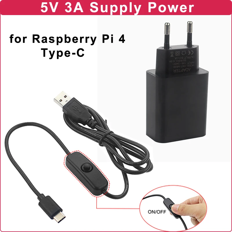 Raspberry Pi 4 5V 3A Мощность адаптер EU/US/UK Plug Питание USB C Micro рштепселя Зарядное